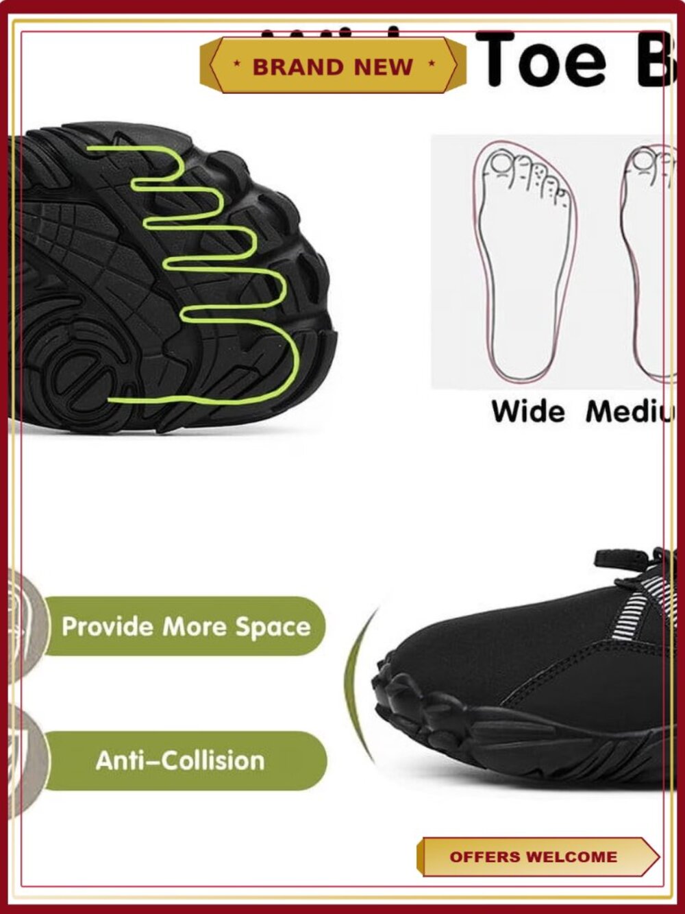 Wide Toe Box Winter Boots Waterproof Barefoot Hiking Snow Shoes - Picture 3 of 6